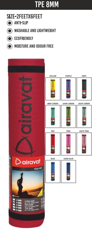 Airavat Yoga Mat TPE 8MM Brown