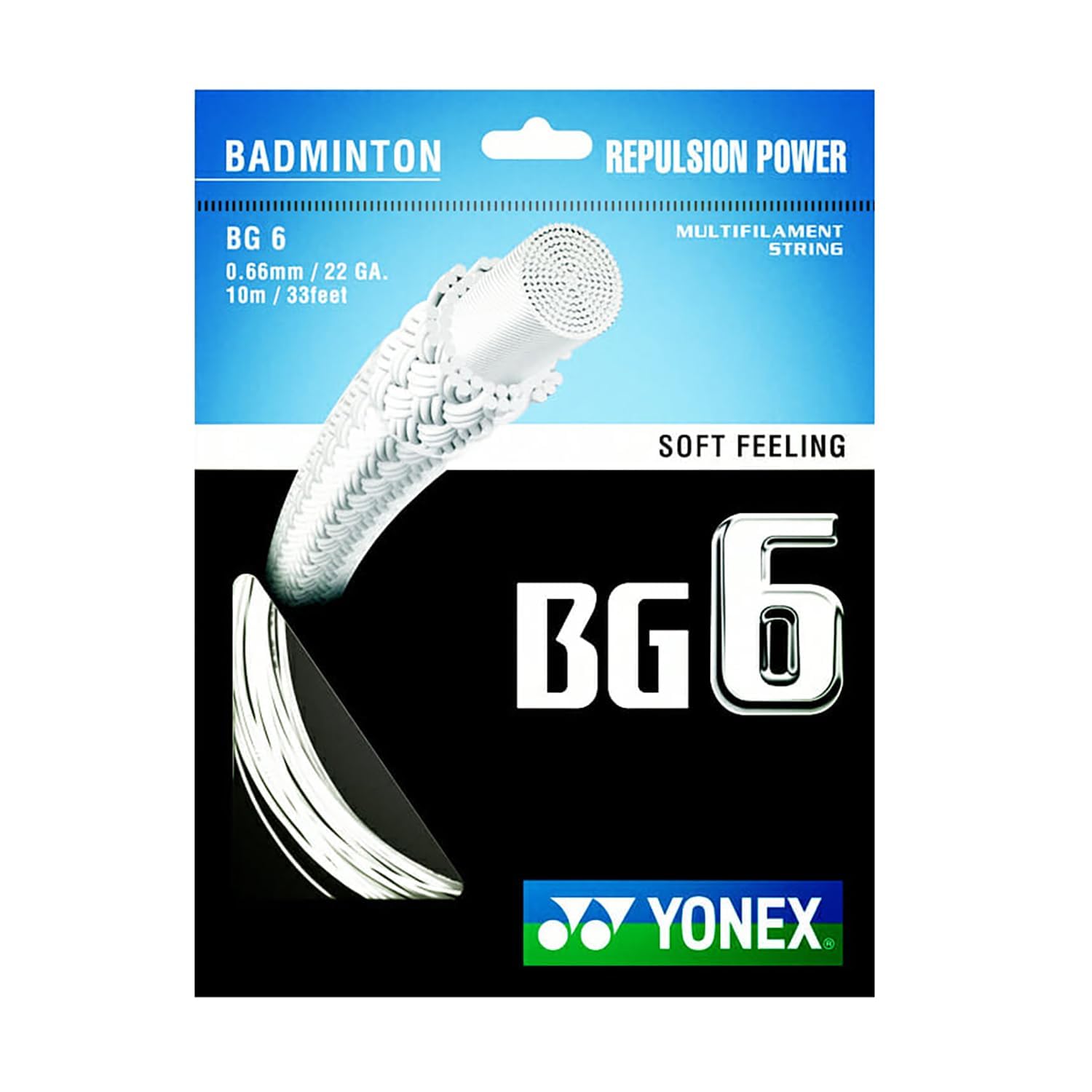 Yonex BG 6 Badminton Strings - White 0.66mm Length: 10m/33 ft Yonex Nylon Multifilament