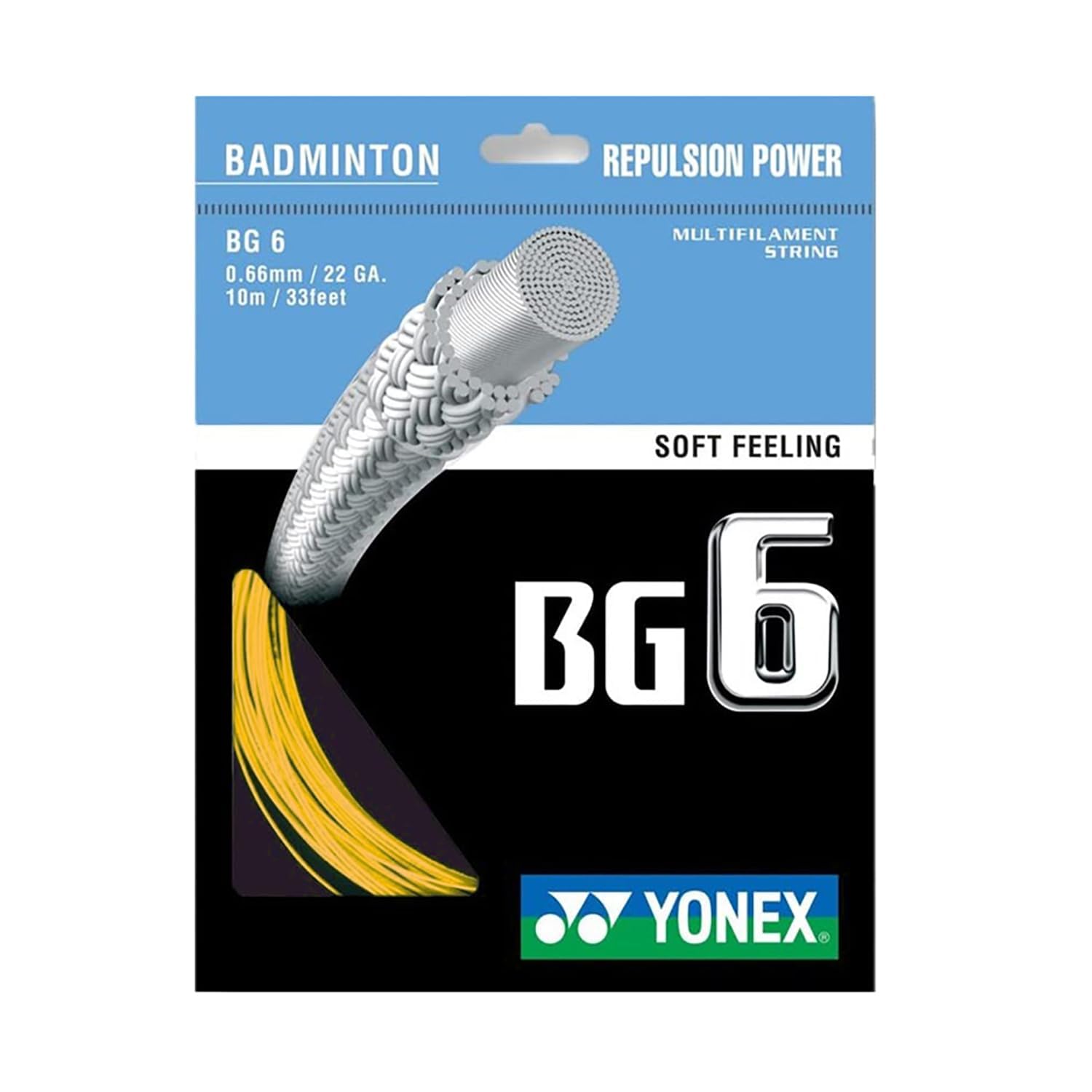 Yonex BG 6 Badminton Strings - Yellow 0.66mm Length: 10m/33 ft Yonex Nylon Multifilament