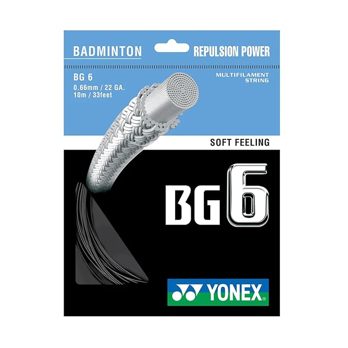 Yonex BG 6 Badminton Strings - Black 0.66mm Length: 10m/33 ft Yonex Nylon Multifilament