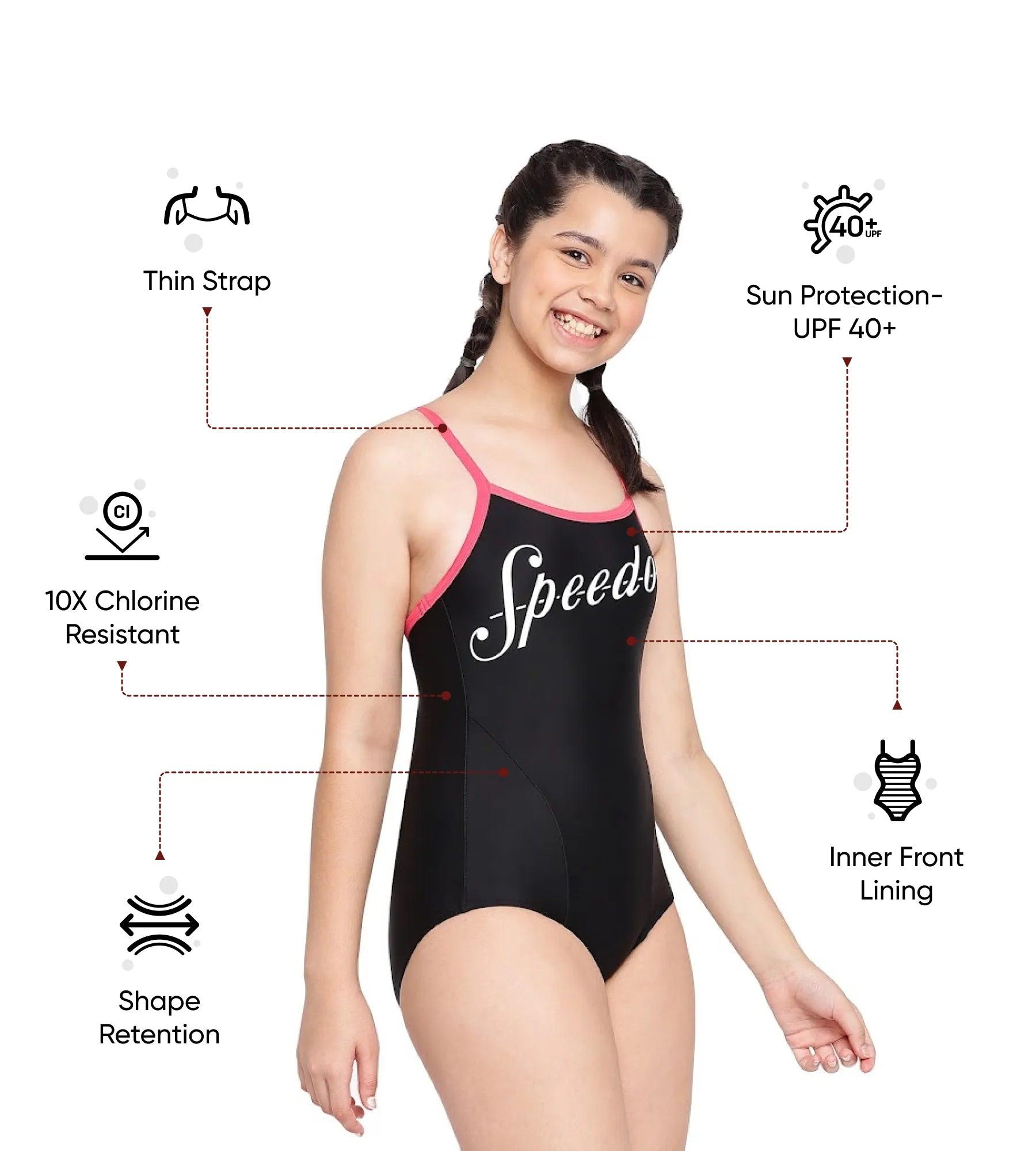 Speedo Girls Heritage Logo Thinstrap Muscleback One Piece 811343